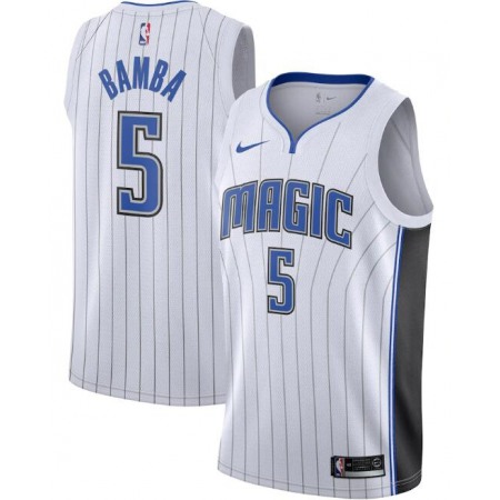 Men's Orlando Magic #5 Mohamed Bamba White Association Edition Stitched Swingman Jersey