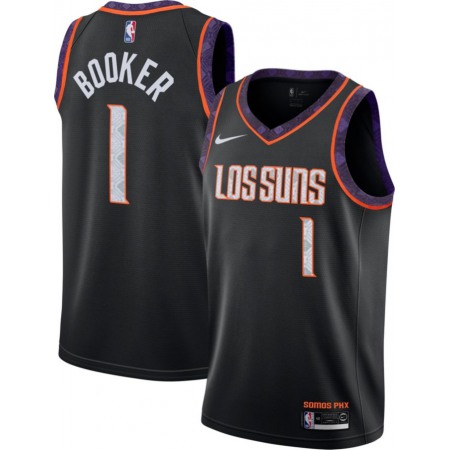 Men's Phoenix Suns #1 Devin Booker Black City Edition Stitched NBA Jersey