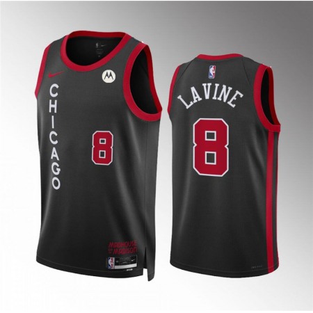Men's Chicago Bulls #8 Zach LaVine Black 2023/24 City Edition Stitched Basketball Jersey