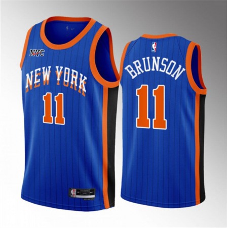 Men's New Yok Knicks #11 Jalen Brunson Blue 2023-24 City Edition Stitched Basketball Jersey