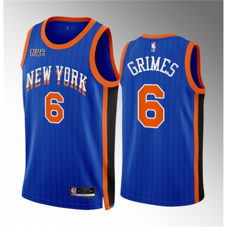Men's New Yok Knicks #6 Quentin Grimes Blue 2023/24 City Edition Stitched Basketball Jersey