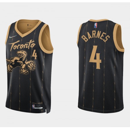Men's Toronto Raptors #4 Scottie Barnes 2021/22 City Edition Black 75th Anniversary Swingman Stitched Basketball Jersey