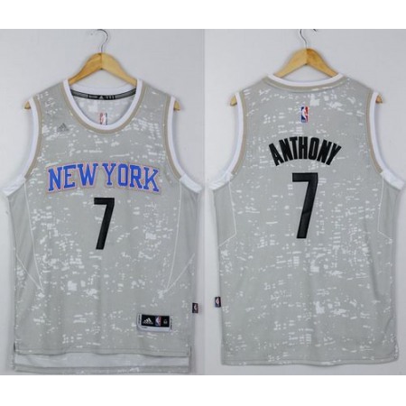 Knicks #7 Carmelo Anthony Grey City Light Stitched NBA Jersey