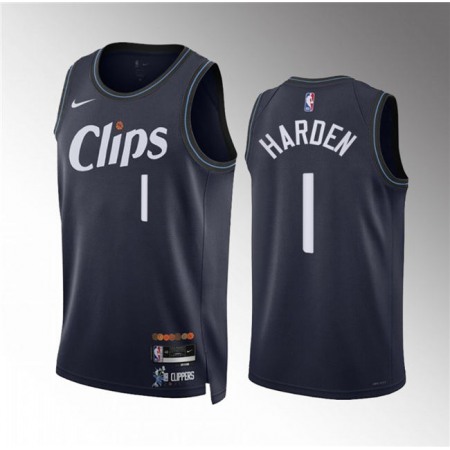 Men's Los Angeles Clippers #1 James Harden Navy 2023/24 City Edition Stitched Jersey