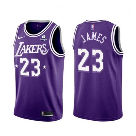 Men's Los Angeles Lakers #23 LeBron James 2021/22 City Edition Purple Stitched Jersey
