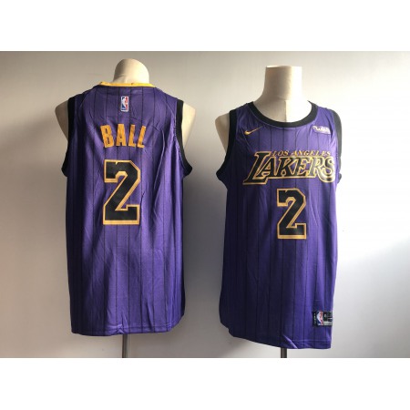 Men's Los Angeles Lakers #2 Lonzo Ball Purple 2018/19 City Edition Swingman Stitched NBA Jersey