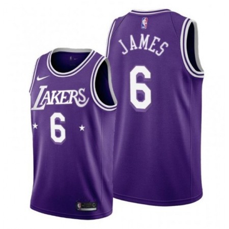 Men's Los Angeles Lakers #6 LeBron James 2021/22 City Edition Purple Stitched Jersey