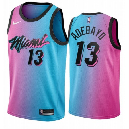 Men's Miami Heat #13 Bam Adebayo Blue/Pink City Edition Stitched Jersey