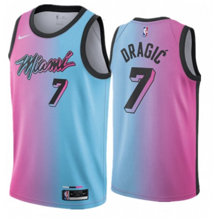 Men's Miami Heat #7 Goran Dragic 2020-21 Blue/Pink City Edition Stitched Jersey