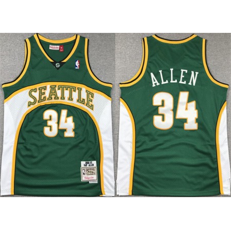 Men's Oklahoma City Thunder #34 Ray Allen Green 2006-07 Throwback SuperSonics Stitched Jersey