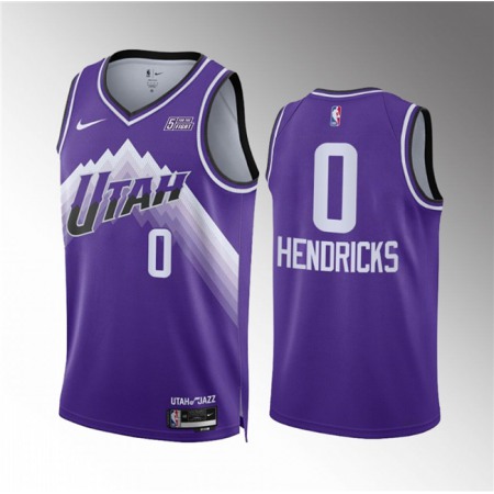 Men's Utah Jazz #0 Taylor Hendricks Purple 2023/24 City Edition Stitched Basketball Jersey