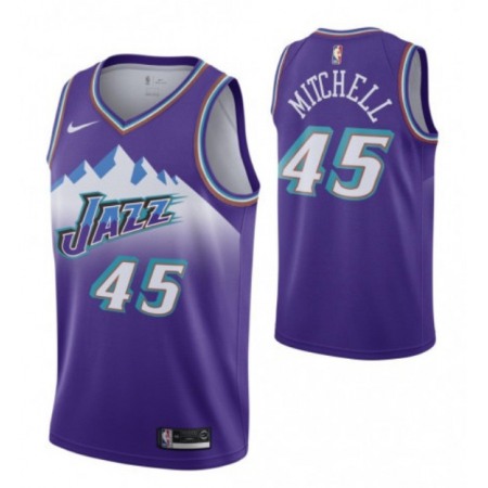 Men's Utah Jazz #45 Donovan Mitchell Purple City Edition Throwback Stitched NBA Jersey