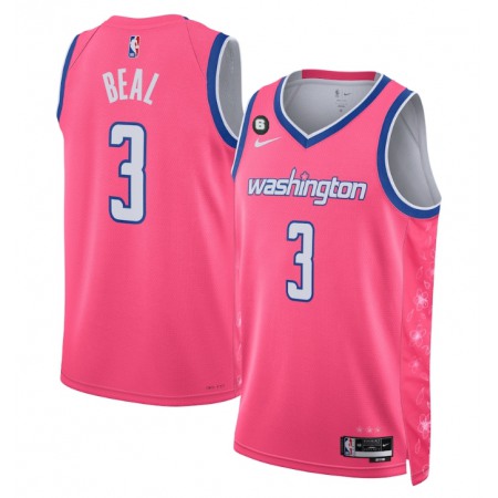 Men's Washington Wizards #3 Bradley Beal 2022/23 Pink Cherry Blossom City Edition With NO.6 Patch Limited Stitched Basketball Jersey