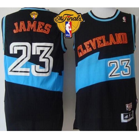 Cavaliers #23 LeBron James Black ABA Hardwood Classic The Finals Patch Stitched NBA Jersey