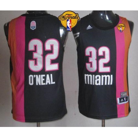 Heat #32 Shaquille O'Neal Black ABA Hardwood Classic Finals Patch Stitched NBA Jersey