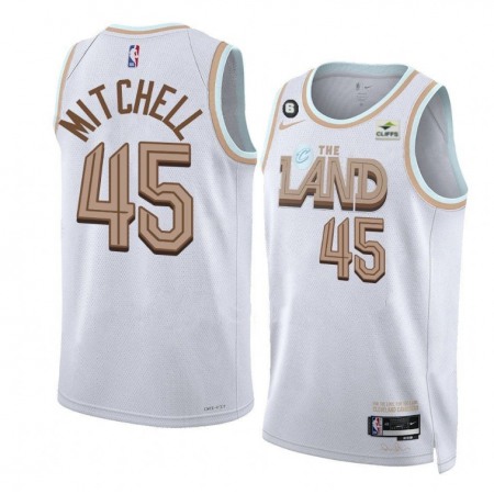 Men's Cleveland Cavaliers #45 Donovan Mitchell White 2022/23 City Edition With NO6. Patch Stitched Jersey