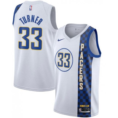 Men's Indiana Pacers #33 Myles Turner White City Edition Swingman Stitched Jersey