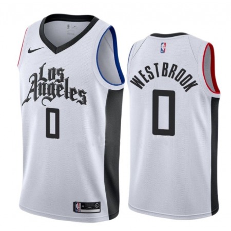 Men's Los Angeles Clippers #0 Russell Westbrook White City Edition Stitched Jersey