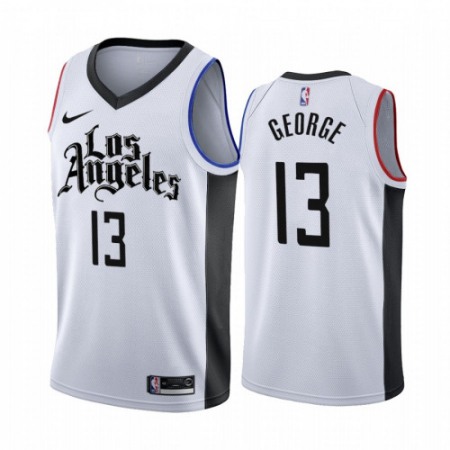 Men's Los Angeles Clippers #13 Paul George White 2019 City Edition Stitched NBA Jersey