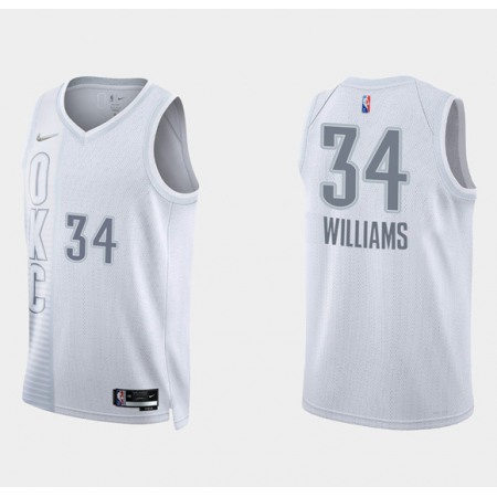 Men's Oklahoma City Thunder #34 Kenrich Williams 2021/22 City Edition White 75th Anniversary Stitched Basketball Jersey