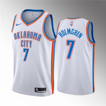 Men's Oklahoma City Thunder #7 Chet Holmgren White Association Edition Stitched Basketball Jersey