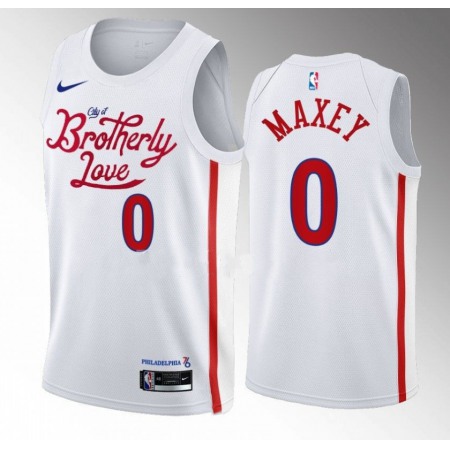 Men's Philadelphia 76ers #0 Tyrese Maxey White 2022/23 City Edition Stitched Basketball Jersey