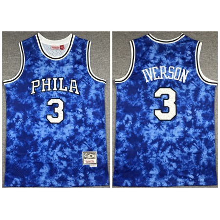 Men's Philadelphia 76ers #3 Allen Iverson Blue Classics Stitched Jersey