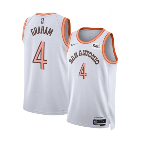 Men's San Antonio Spurs #4 Devonte' Graham White 2023/24 City Edition Stitched Basketball Jersey