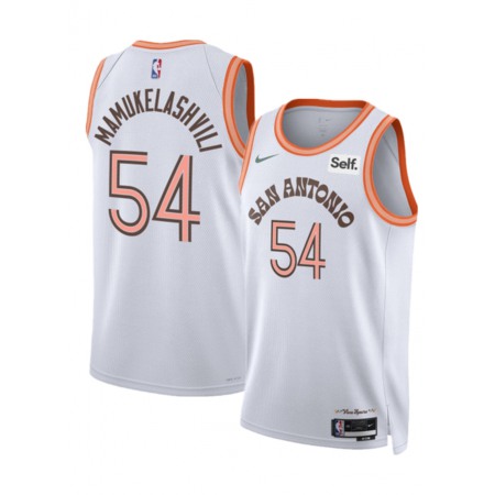Men's San Antonio Spurs #54 Sandro Mamukelashvili White 2023/24 City Edition Stitched Basketball Jersey