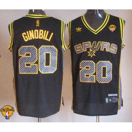 Spurs #20 Manu Ginobili Black Electricity Fashion Finals Patch Stitched NBA Jersey