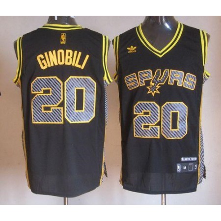 Spurs #20 Manu Ginobili Black Electricity Fashion Stitched NBA Jersey