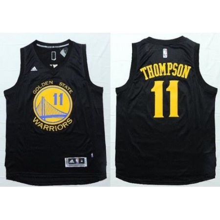 Warriors #11 Klay Thompson Black Fashion Stitched NBA Jersey