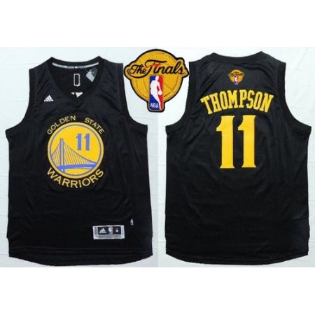 Warriors #11 Klay Thompson Black Fashion The Finals Patch Stitched NBA Jersey