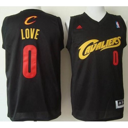Cavaliers #0 Kevin Love Black(Red No.) Fashion Stitched NBA Jersey
