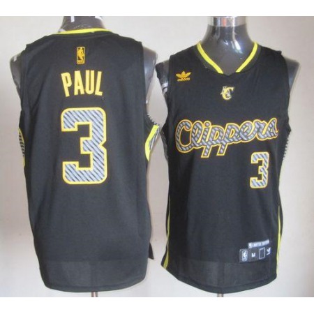 Clippers #3 Chris Paul Black Electricity Fashion Stitched NBA Jersey