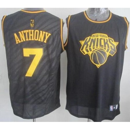Knicks #7 Carmelo Anthony Black Precious Metals Fashion Stitched NBA Jersey