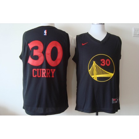 Men's Nike Golden State Warriors #30 Stephen Curry Black With Red Fashion Stitched NBA Jersey