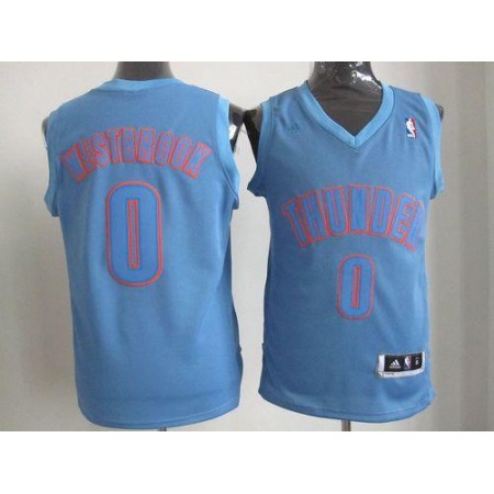 Thunder #0 Russell Westbrook Blue Big Color Fashion Stitched NBA Jersey