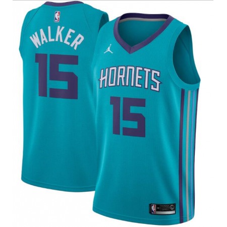 Men's Charlotte Hornets #15 Kemba Walker Teal Icon Edition Swingman Stitched Jersey