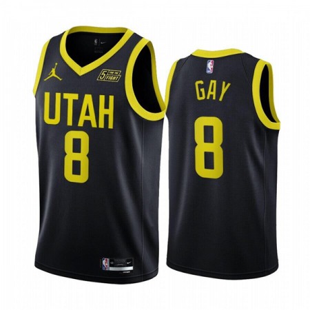 Men's Utah Jazz #8 Rudy Gay 2022/23 Black Statement Edition Stitched Basketball Jersey