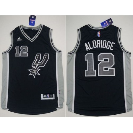 Spurs #12 LaMarcus Aldridge Black New Road Stitched NBA Jersey