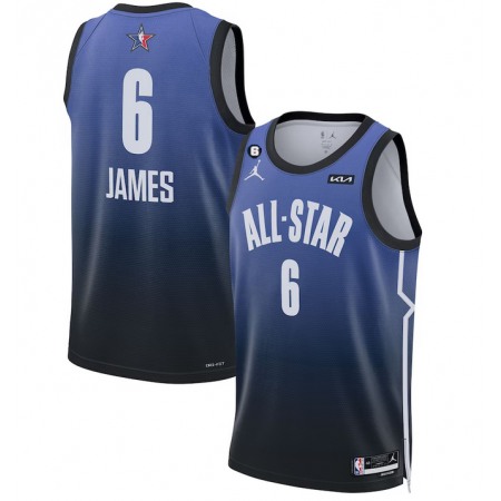 Men's 2023 All-Star #6 LeBron James Blue With NO.6 Patch Game Swingman Stitched Basketball Jersey