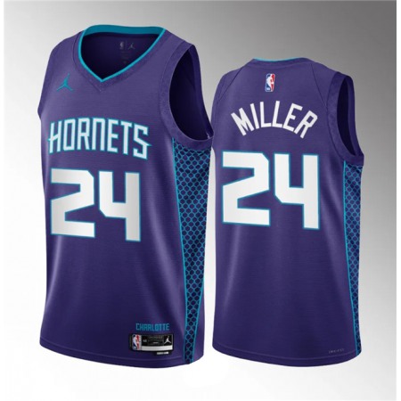 Men's Charlotte Hornets #24 Brandon Miller Purple 2022/23 Draft Statement Edition Stitched Basketball Jersey