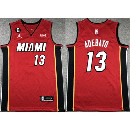 Men's Miami Heat #13 Bam Adebayo Red Statement Edition With NO.6 Patch Swingman Stitched Jersey