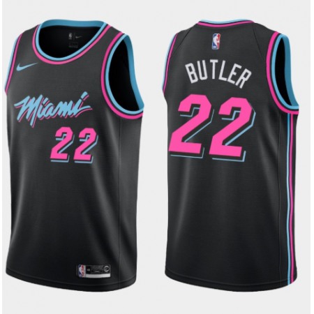Men's Miami Heat #22 Jimmy Butler Black Swingman Stitched Jersey
