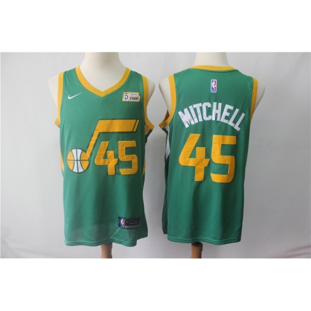 Men's Utah Jazz #45 Donovan Mitchell Green 2018/19 Earned Edition Swingman Stitched NBA Jersey