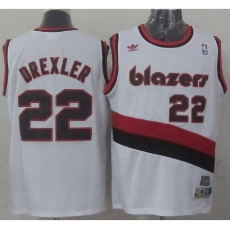 Blazers #22 Clyde Drexler White Soul Swingman Throwback Stitched NBA Jersey