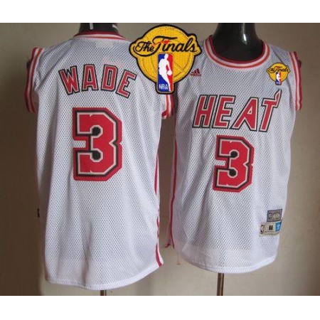 Heat #3 Dwyane Wade White Swingman Throwback Finals Patch Stitched NBA Jersey