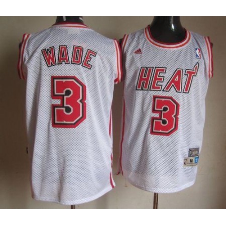 Heat #3 Dwyane Wade White Swingman Throwback Stitched NBA Jersey