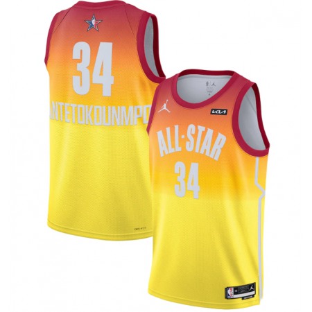 Men's 2023 All-Star #34 Giannis Antetokounmpo Orange Game Swingman Stitched Basketball Jersey
